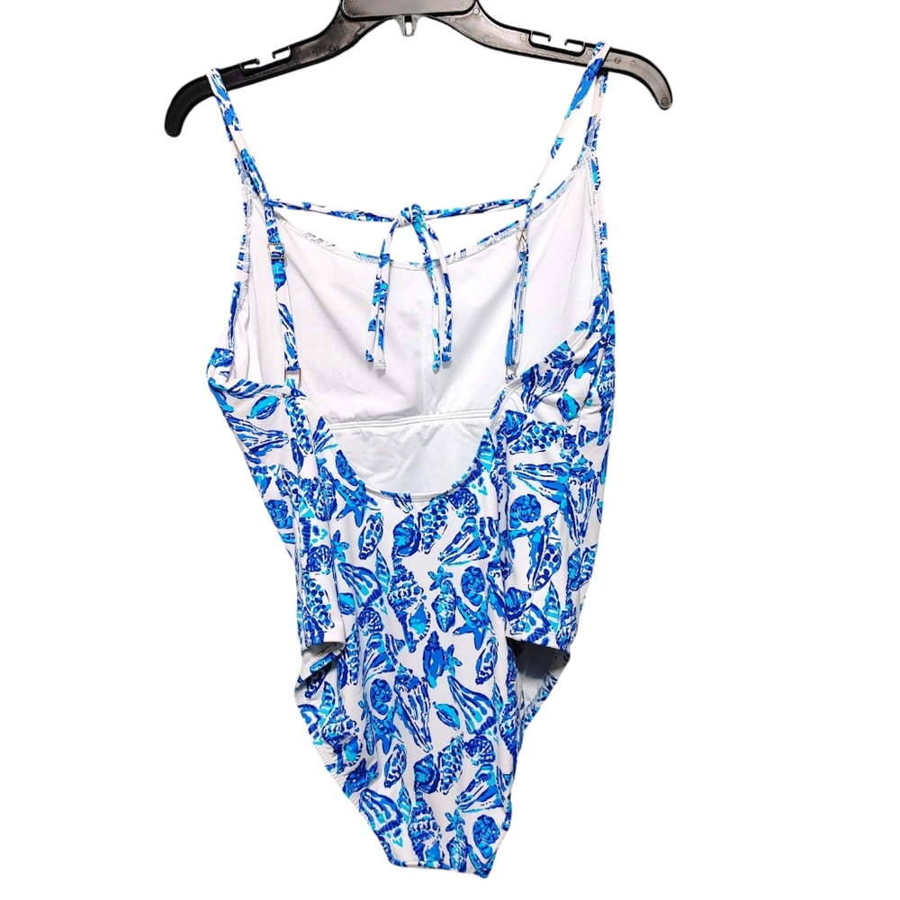 Lilly Pulitzer Lima Blue Shell Pattern One Piece Swimsuit Women's Size 14 NWT - Picture 7 of 13